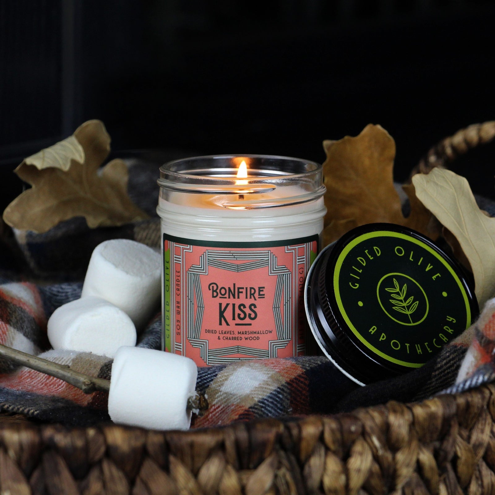 Bonfire Kiss Soy Wax Candle 8 oz jar