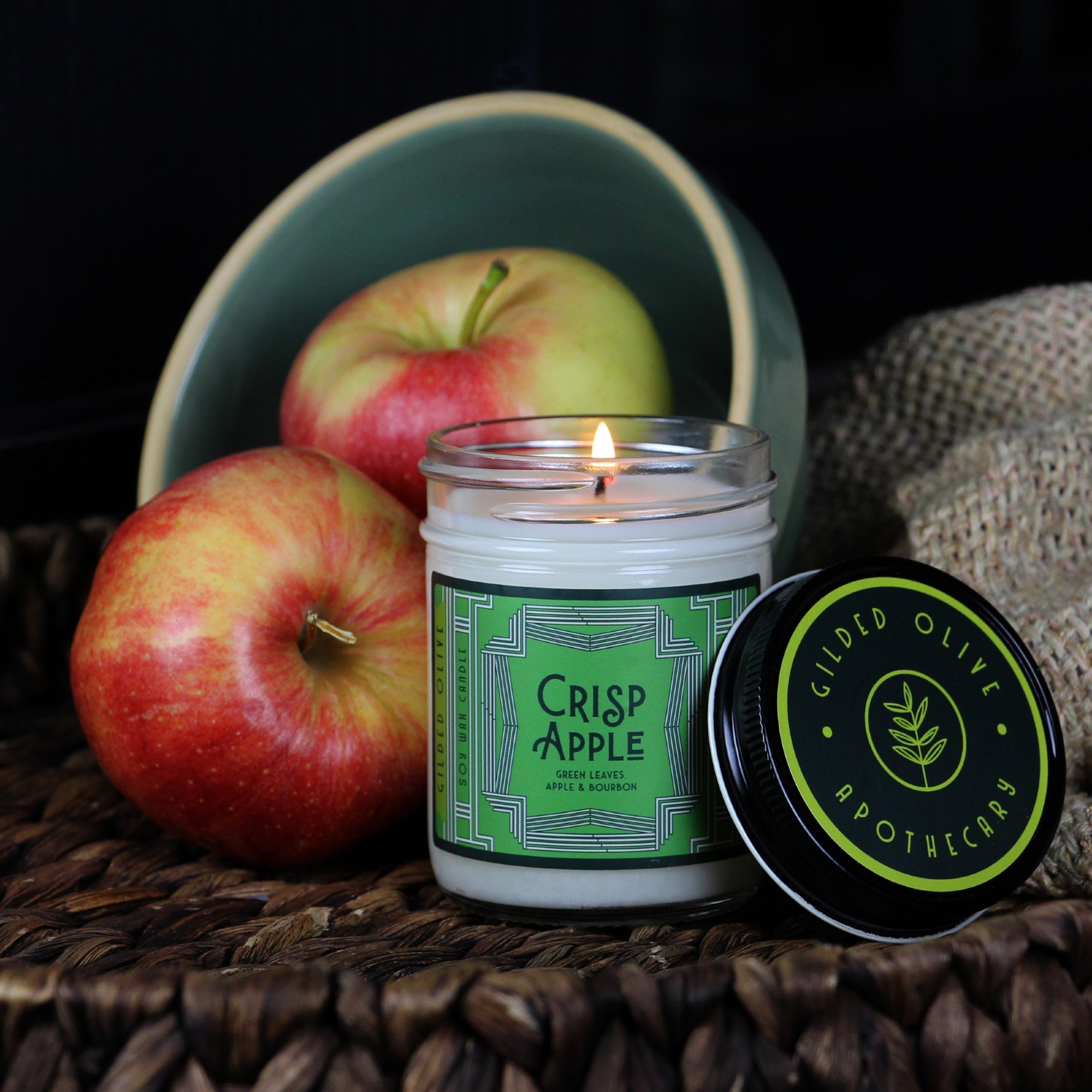 Crisp Apple Soy Wax Candle 8 oz jar 