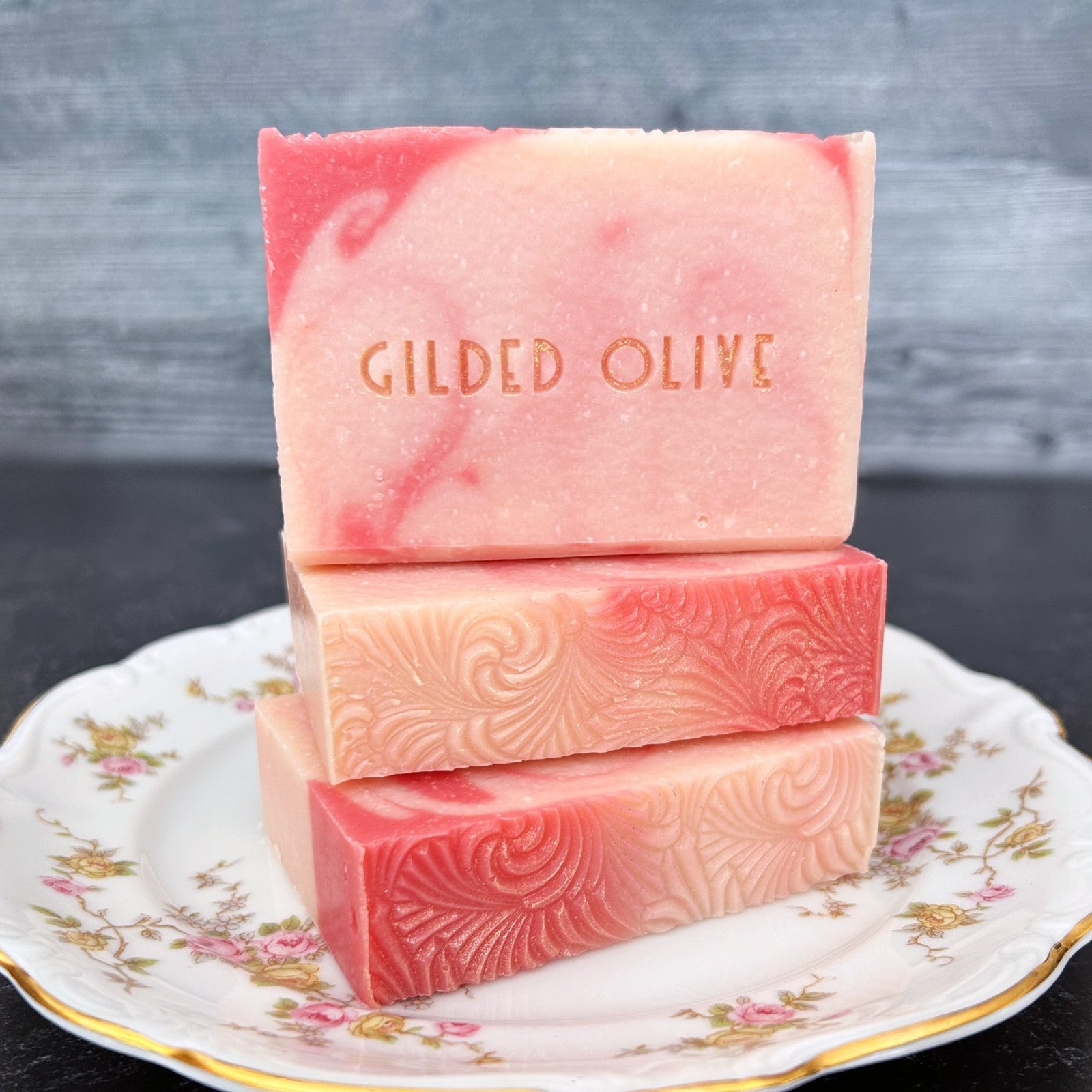 Grace Note Handmade Soap on a vintage floral dish