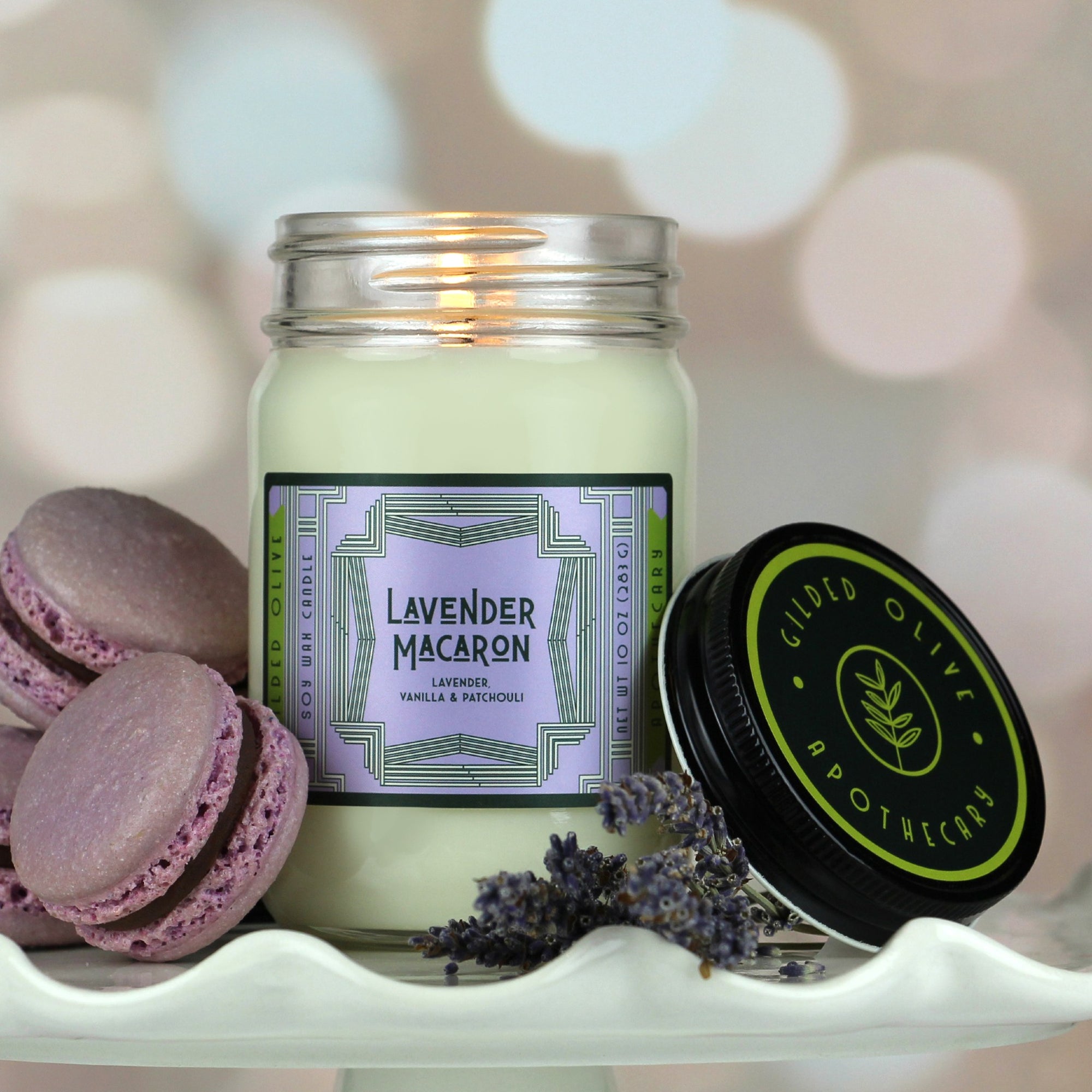 Lavender Macaron 12 oz Jar Soy Wax Candle