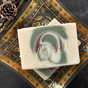 Pine Scented Soap on a vintage glass soap dish