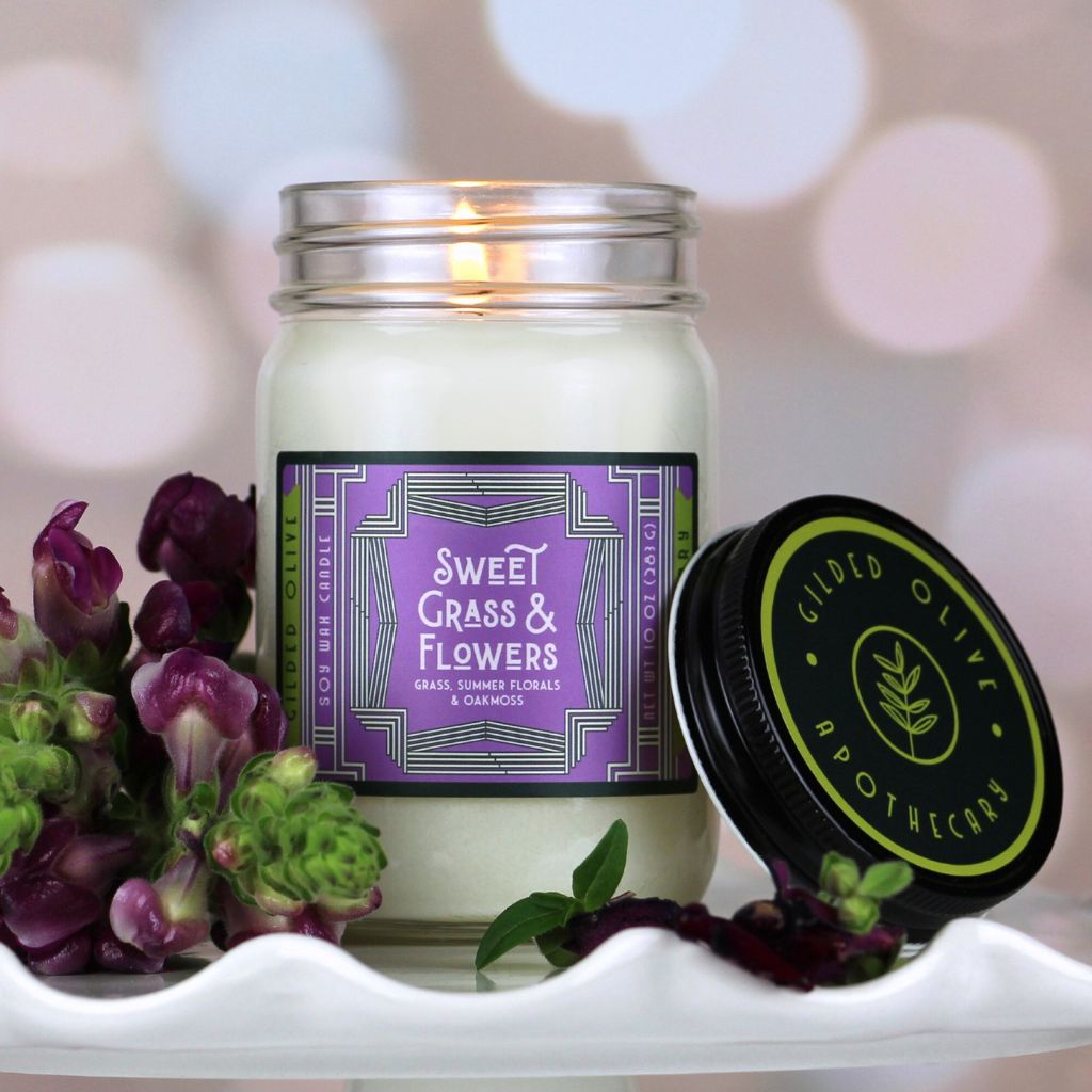 Sweet Grass & Flowers Soy Candle 12 oz Jar