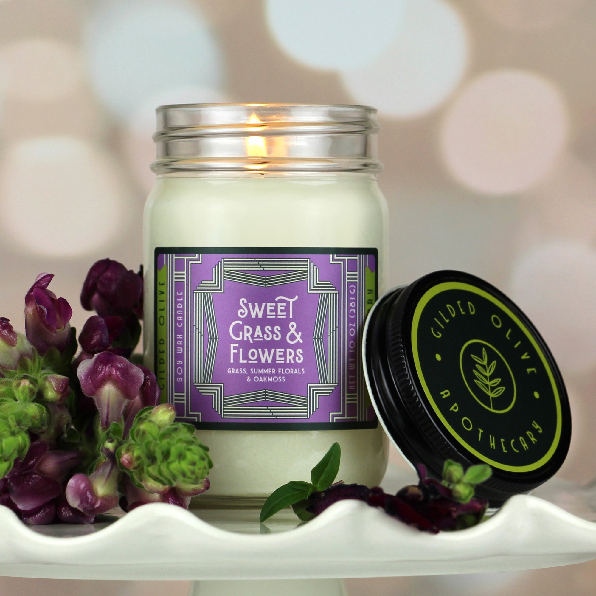 Sweet Grass & Flowers Soy Candle 12 oz Jar