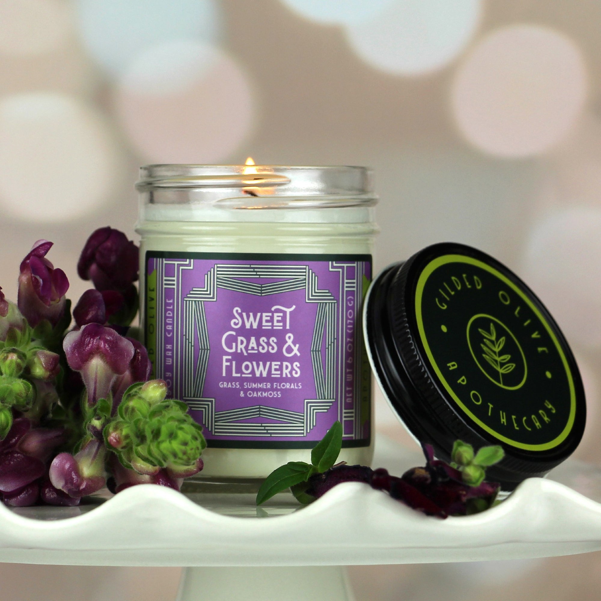Sweet Grass & Flowers Soy Candle 8 oz Jar