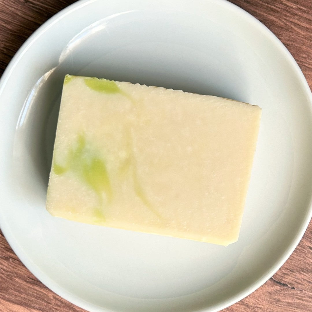 White Gardenia Handmade Soap on a white dish