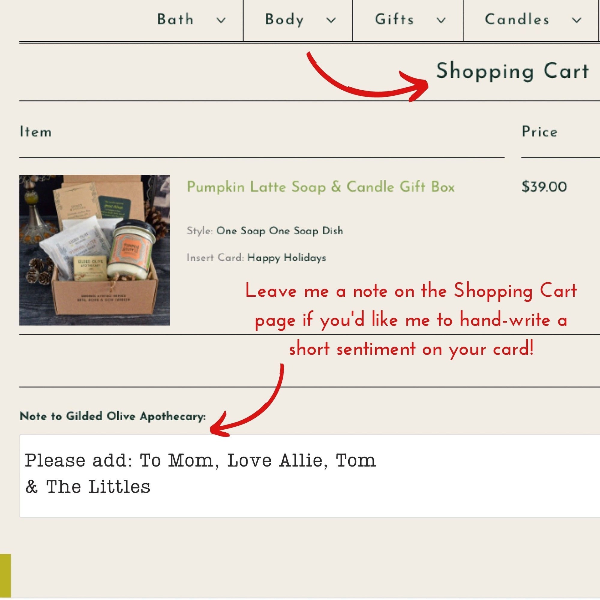 How to add a personalized note.