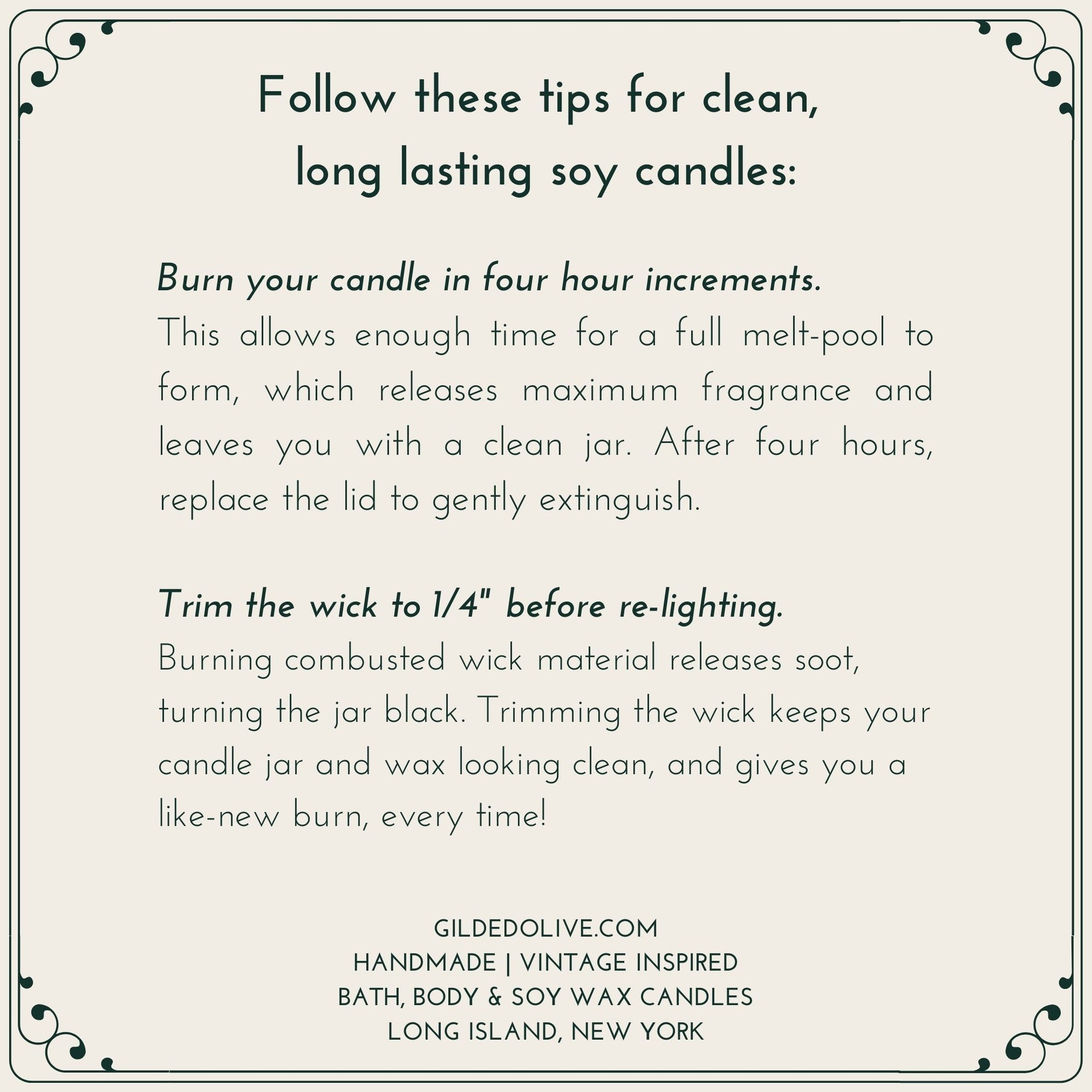 Candle Care Tips | Gilded Olive Apothecary
