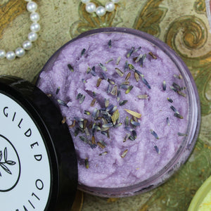 Lavender Buds on Sugar Scrub | Gilded Olive Apothecary