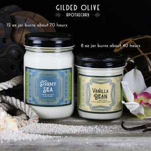 Burn times for 12 oz candle jars & 8 oz candle jars | Gilded Olive Apothecary