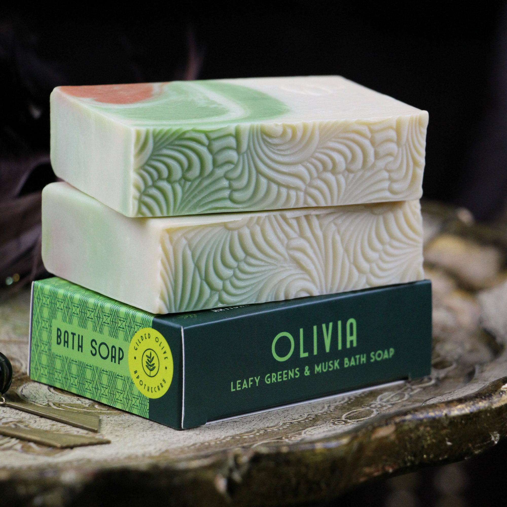 Olivia Leafy Greens & Musk Bath Soap | Gilded Olive Apothecary