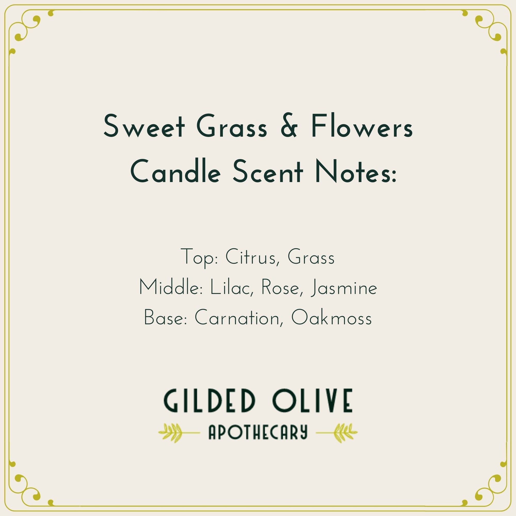 Sweet Grass & Florals Soy Candle Scent Notes