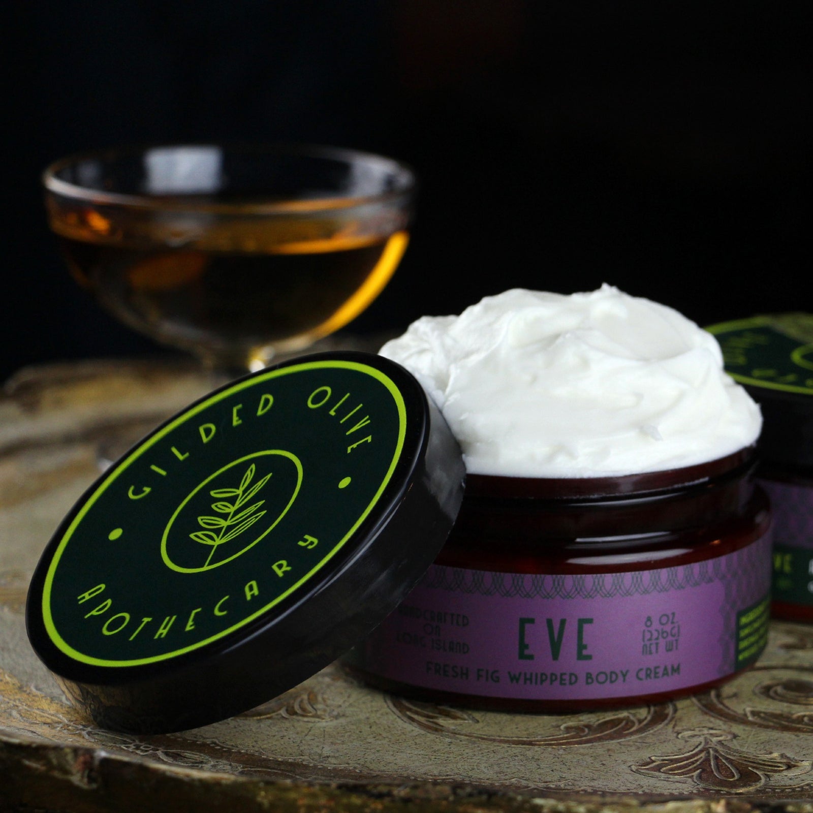 Fresh Fig Whipped Body Cream - Eve, on a vintage style tray