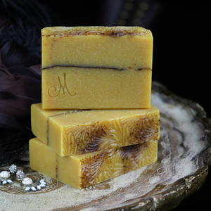 Maxine Orange Clove Soap on a vintage tray