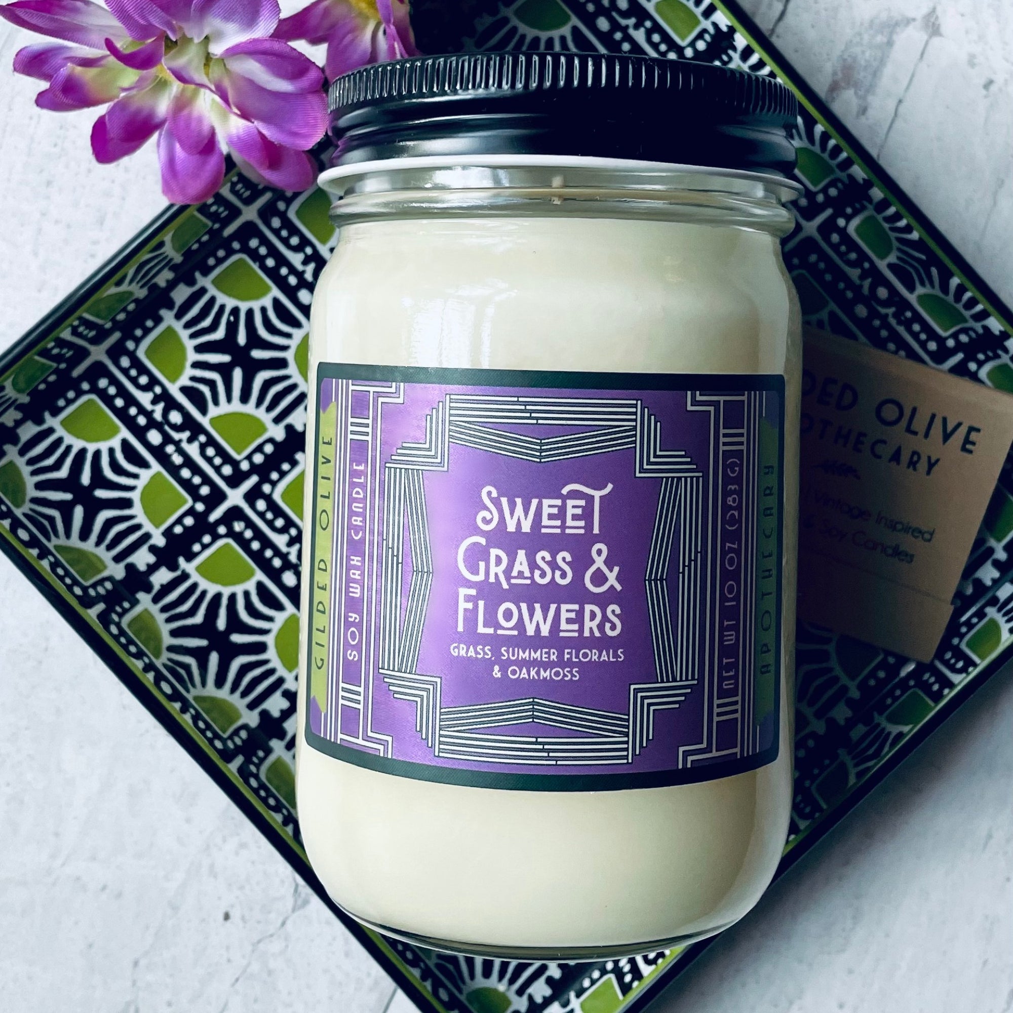 Summer Candle Scents Sweet Grass & Flowers | Gilded Olive Apothecary 